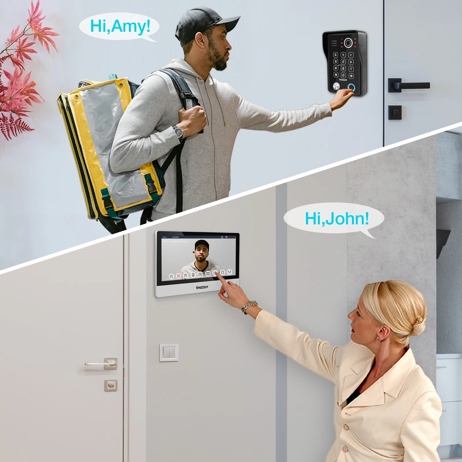 TMEZON WiFi videocitofono 10zoll Touch Screen con 1080P campanello cablato APP/Card Swipe/Monitor tuya