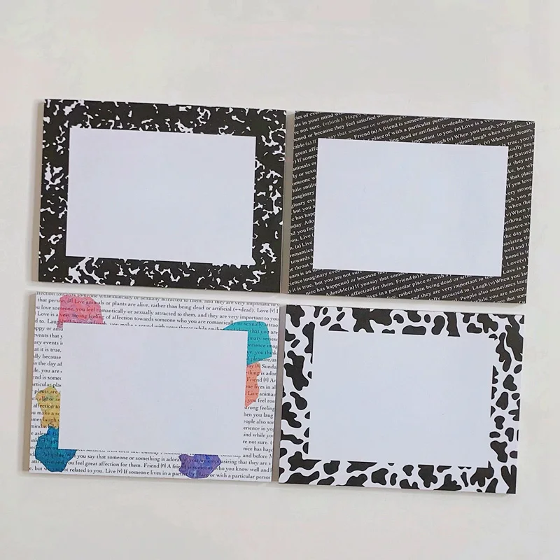 

50Pcs Cute Black White Milk Memo Pad Planner Note Paper Korean Decoration Scrapbooking Message Notepad Office Supplies