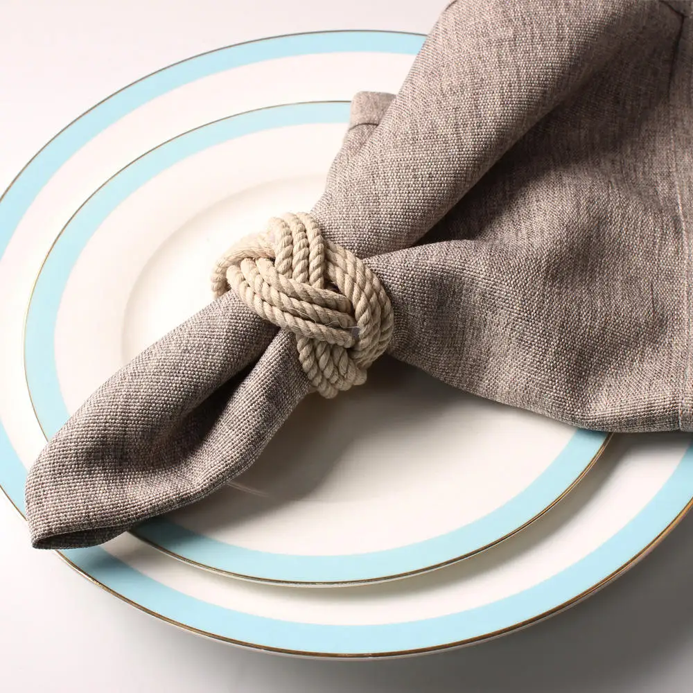 1pcs Valentine\'s Day Natural Jute Napkin Ring Rope Woven Napkin Buckle Linen Holders For Thanksgiving Christmas Party Decoration