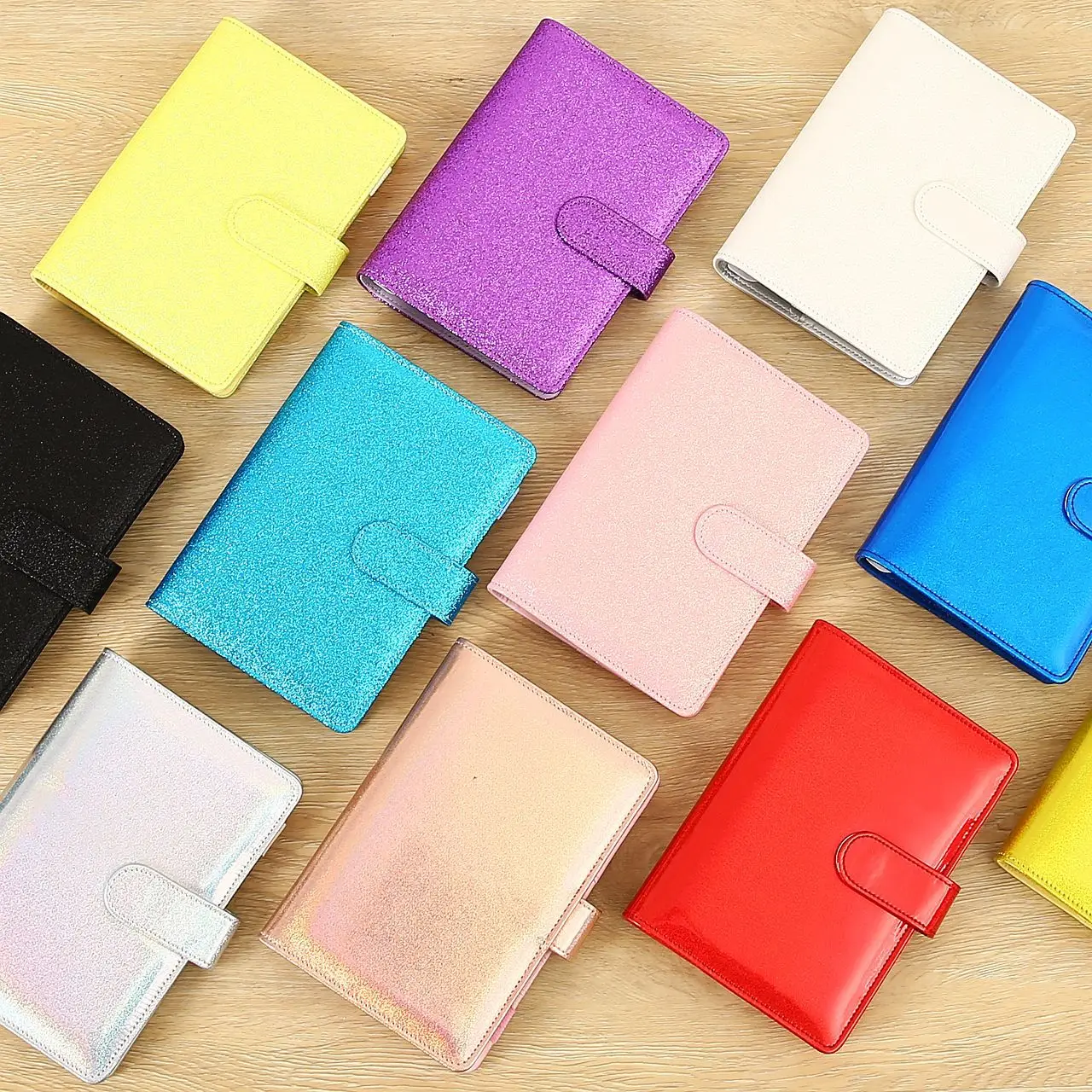 A6/A5 Macaroon Laser Glitter Color PU Leather DIY Binder Notebook Cover Diary Agenda Planner Paper Cover School Stationery