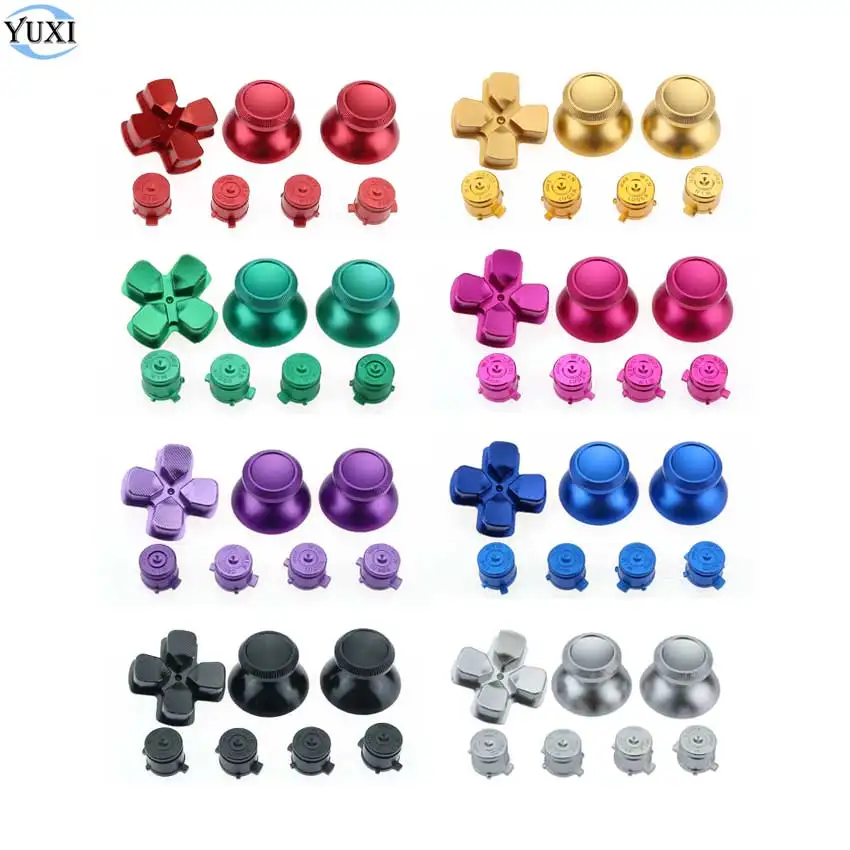 

YuXi Metal 3D Analog Joystick Stick Grip Caps + Action D-Pad Buttons + ABXY Bullet Buttons for PS4 Gamepad Controller