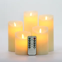 LED Flameless Candles Battery Operated LED Pillars Real Wax & Moving Flame Wick Flickering Candle with Remote Control