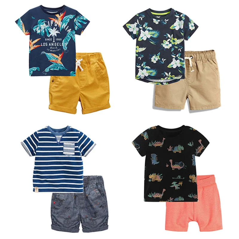 2T~7T Baby Boys Clothing Sets Quality 100% Cotton Toddler Kids Clothes Short Sleeve Baby Boy Clothes Sets Children Suits Outwear