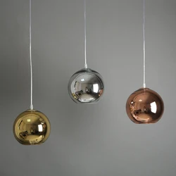 Post-modern  Pendant Lights Electroplated Glass Bubble Ball LED Hanging Lamp Living Room Kitchen Dining Room Lights