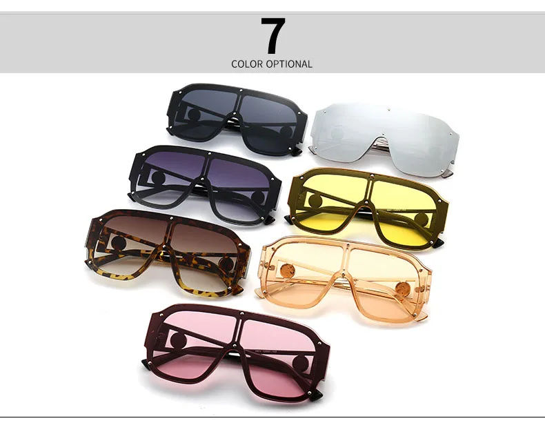 Occhiali Da Sole Oversize EASON Eyewear Modello E1776 - Montatura Nera Stile Scudo Retrò Hip Hop