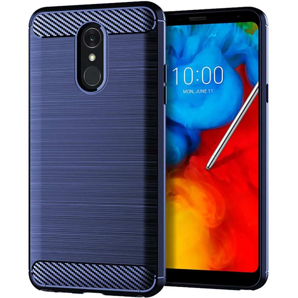 Funda de silicona suave con diseño de fibra de carbono para LG Stylo 4, funda para teléfono LG Stylo 4 Stylo4