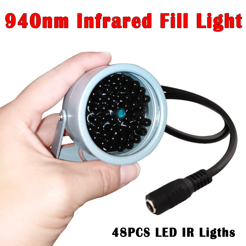 Mini Invisible illuminator 940nm Infrared 90 Degree Waterproof Fill Light Metal Case 48pcs IR LEDs Night Vision for CCTV Camera