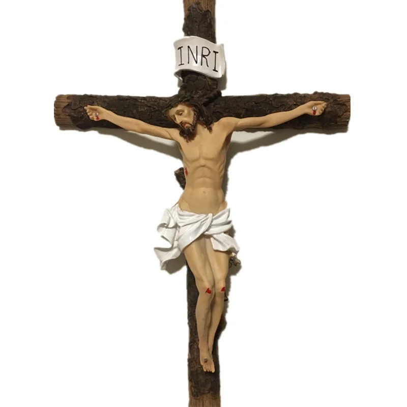 Jesus Cross Wall Decor Big Orthodox Cross Christ Catholic Cross Resin 60cm