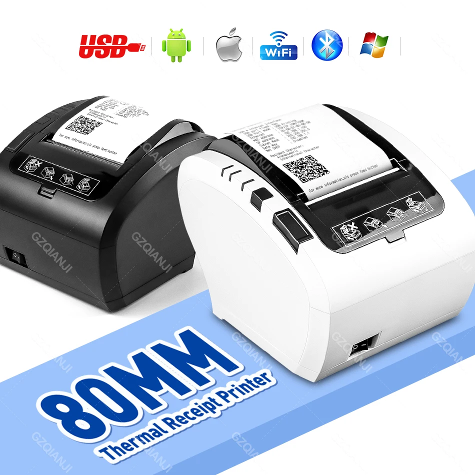 

POS 80mm Thermal Receipt Printer Kitchen Bill Wifi Bluetooth USB Printer Machine For Retail Store 3 inch Ethernet Printer