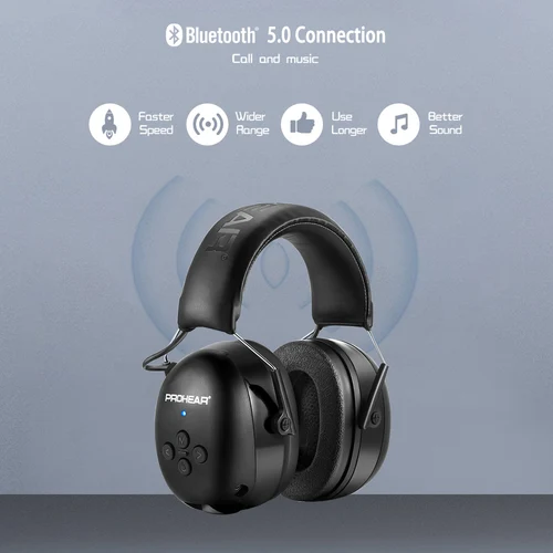 Imagen 2 del producto ZOHAN-auriculares electrónicos 5,0, orejeras Bluetooth, protección auditiva, para música, seguridad, reducción de ruido, carga