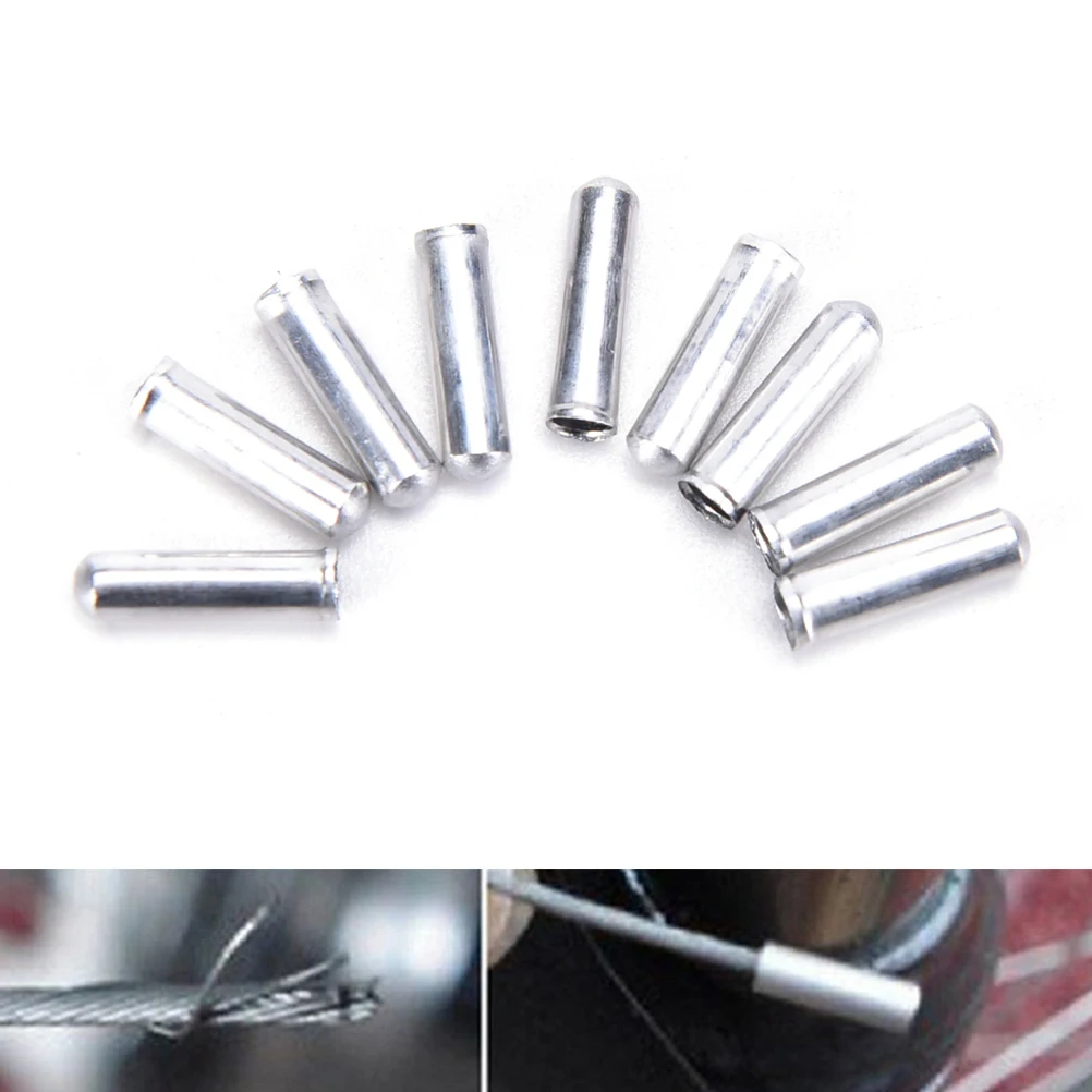 Silver Color 100 PCS Bicycle Bike Shifter Brake Cable Tips Caps End Crimp Tool Accessories Wholesale