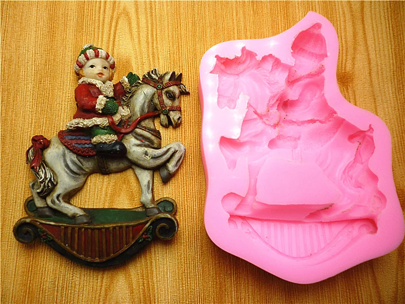 Children Riding Silicone Mold Cake Mold Chocolate Gypsum Candle Soap Candy Mold Kitchen Bake Free Shipping