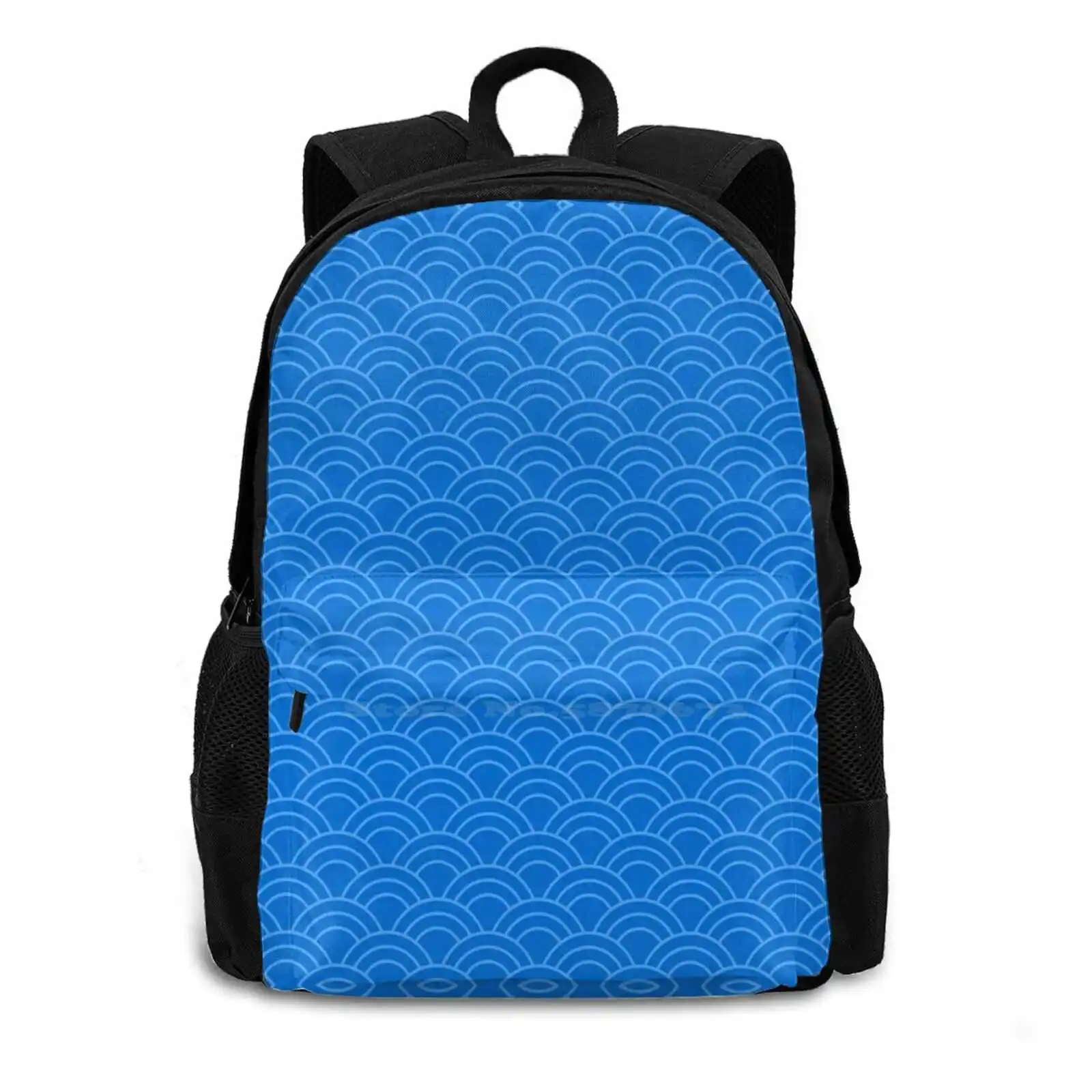 Waves / Japanese / Royal Blue Backpacks For School Teenagers Girls Travel Bags Luxury Geometric Pattern Patterns Beach Outfits