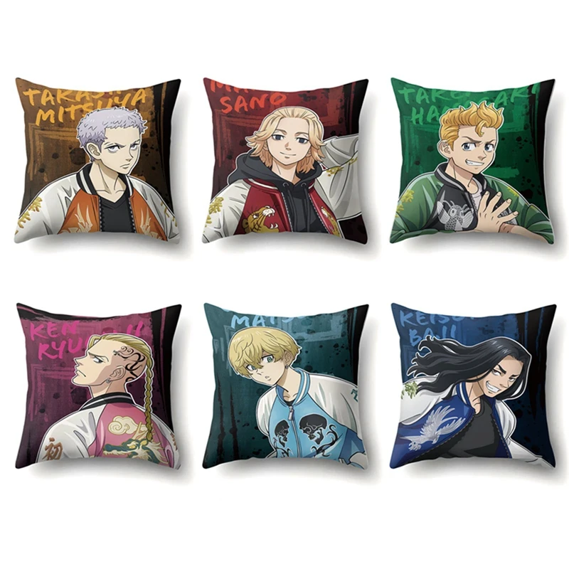 Tokyo Revenger Sleeping Pillowcase Cartoon Print Pillow Cover Anime Cushion Case Cosplay Accessories 45x45cm