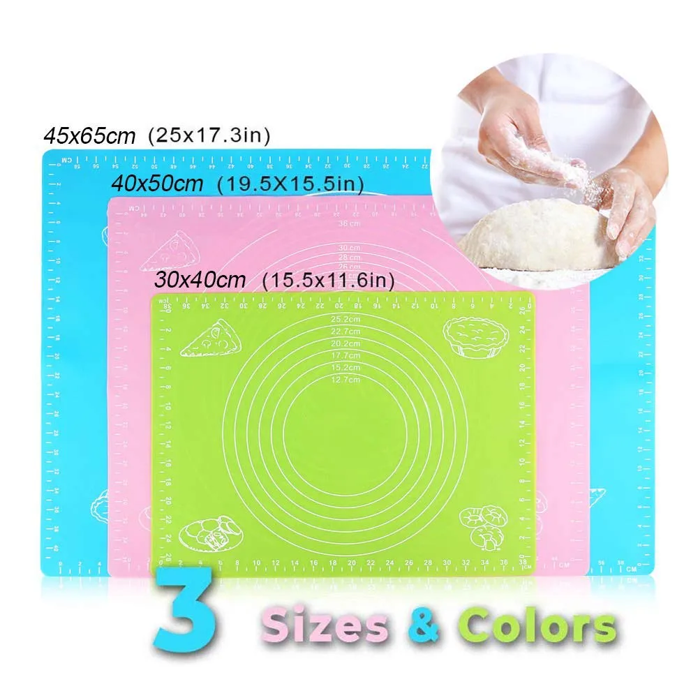 Non Stick Silicon Baking Mat Sheet Dough Rolling Mats Macarons Silicone Baking Mat Pad With Scale Pastry Oven Liner Bakery Tools