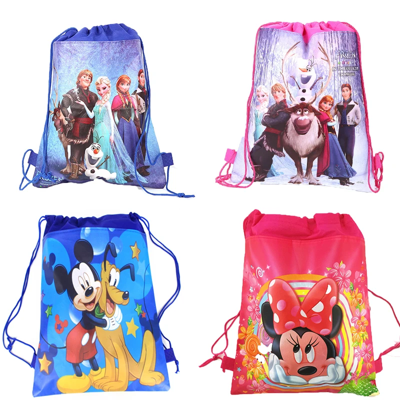 

12pcs/lot mickey minnie mouse Frozen Drawstring Bag Gift Bag For Gifts Party Decoration gift School Bag Party Kids Favor Handbag