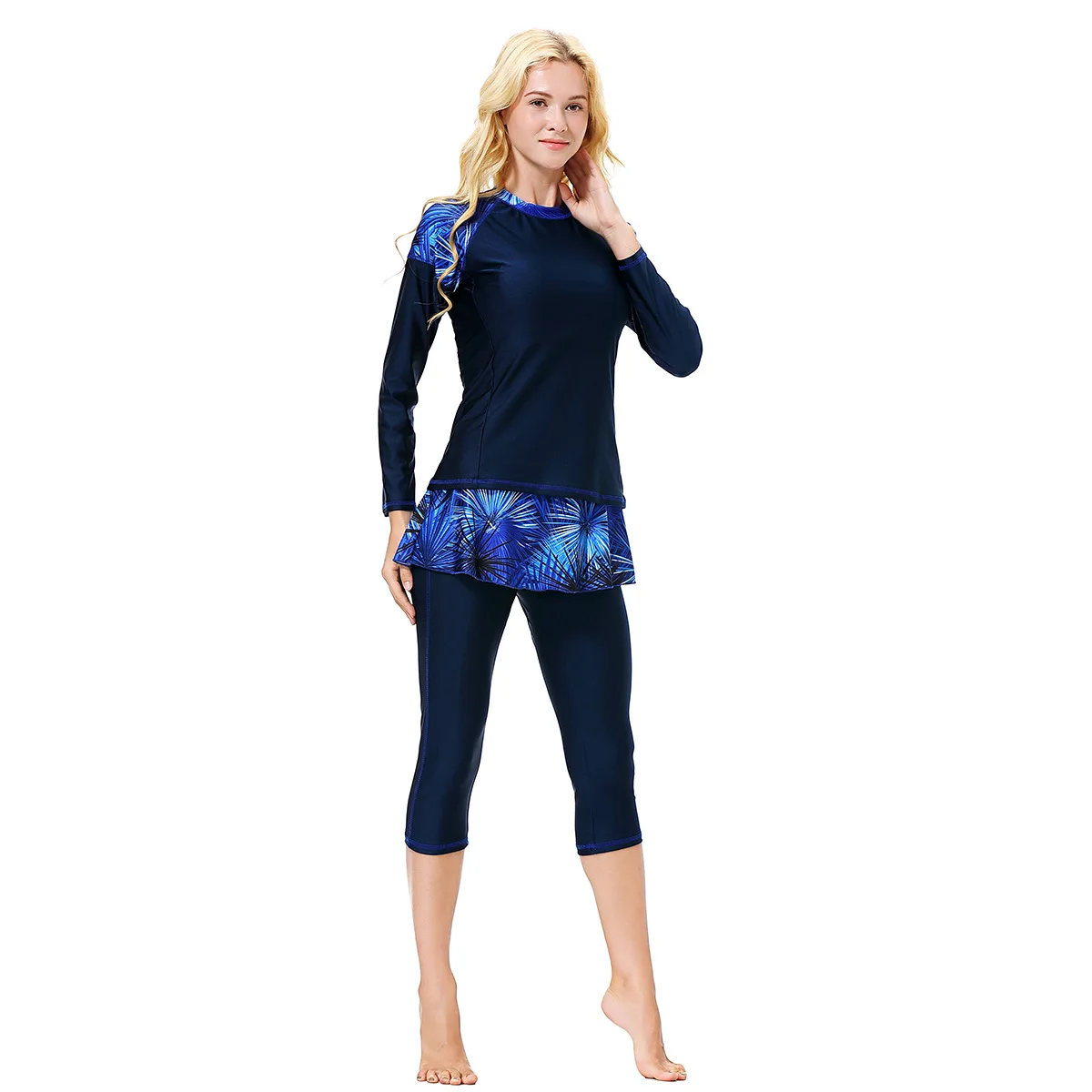Burkini Mujer costume da bagno 3 pezzi coprire costume da bagno Hijab Burkini costumi da bagno costume da bagno islamico stampa donna abiti musulmani