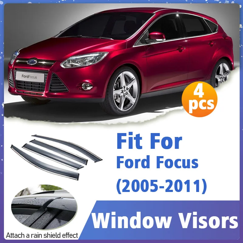 

Window Visor Guard for Ford Focus Sedan Hatchback 2005-2011 4pcs Vent Cover Trim Awnings Shelters Protection Sun Rain Deflector