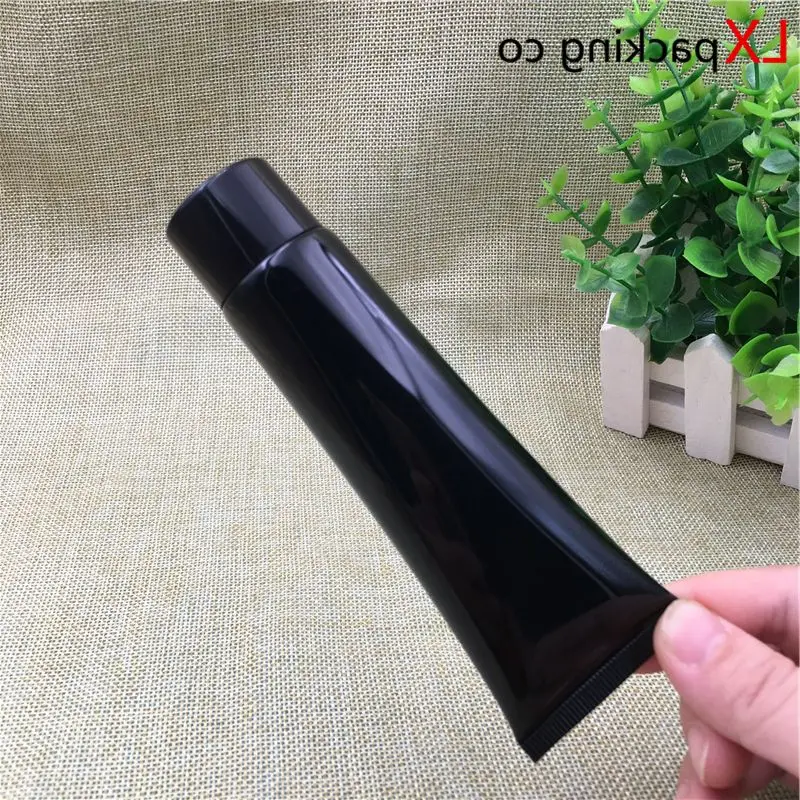 50PCS 5ML 50ML 60ML 100ML Black Plastic Tube Bottles 2 3.5 OZ Refillable Empty Cosmetic Containers Pack Materia