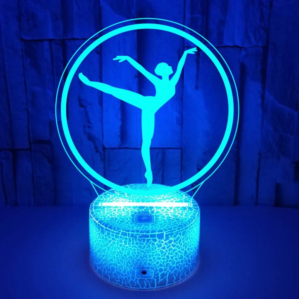 Dancing Ballet 3D Illusion Lamp LED Night Light Room Decor Touch Remote Control Table Lamp Christmas Gift for Girls Nightlights