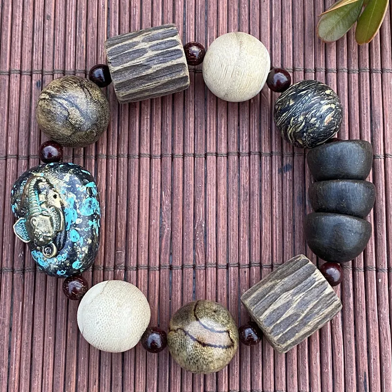 JoursNeige Vietnam Wooden Bracelet Nipper Beads Buddha Prayer Wood Old Material High Density Hand String Fashion Jewelry