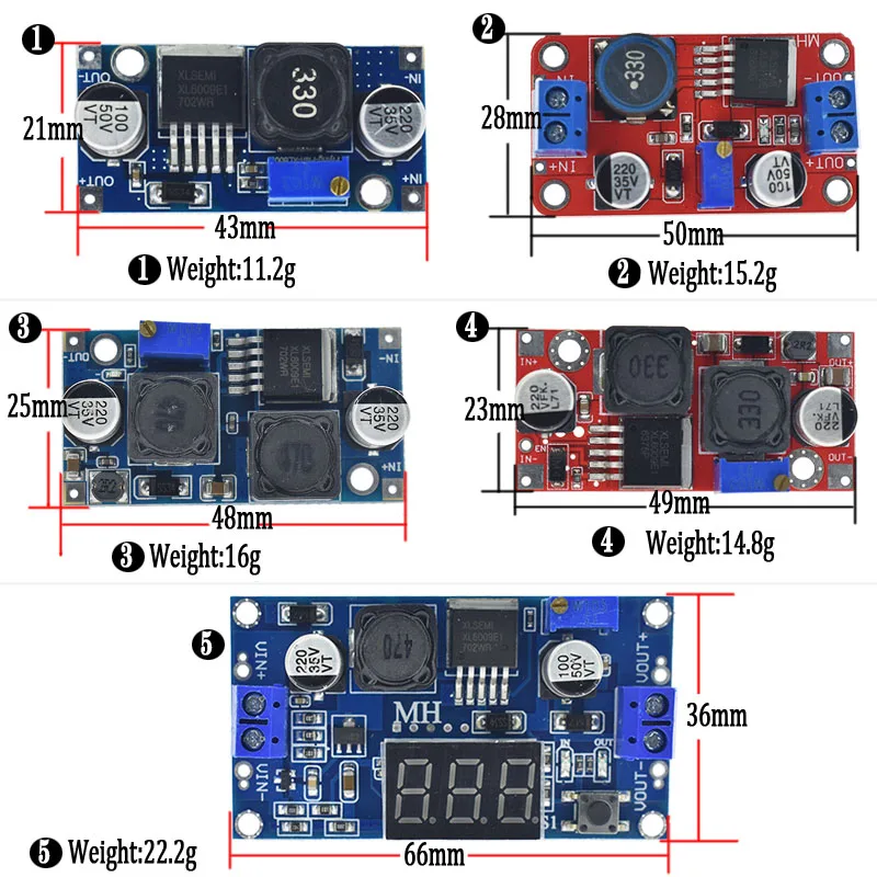 XL6009 4A Boost Converter Step Up Adjustable 15W 5-32V to 5-50V DC-DC Power Supply Module High Performance Low Ripple