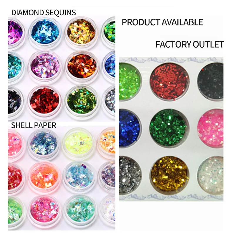 1set 12Grids Mixed Various Shape Colorful Nail Glitter Sequins Laser Sparkly Flakes Slices Manicure DIY Nails Art Deco Supplies