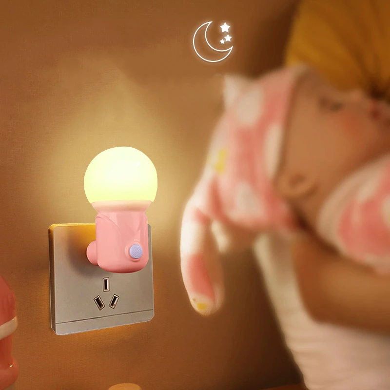 LED Plug-in Night Light 2-color Baby Nursing Eye Sleep Light Bedroom  Socket Lights Energy Saving Cute Corridor Lamp Balcony