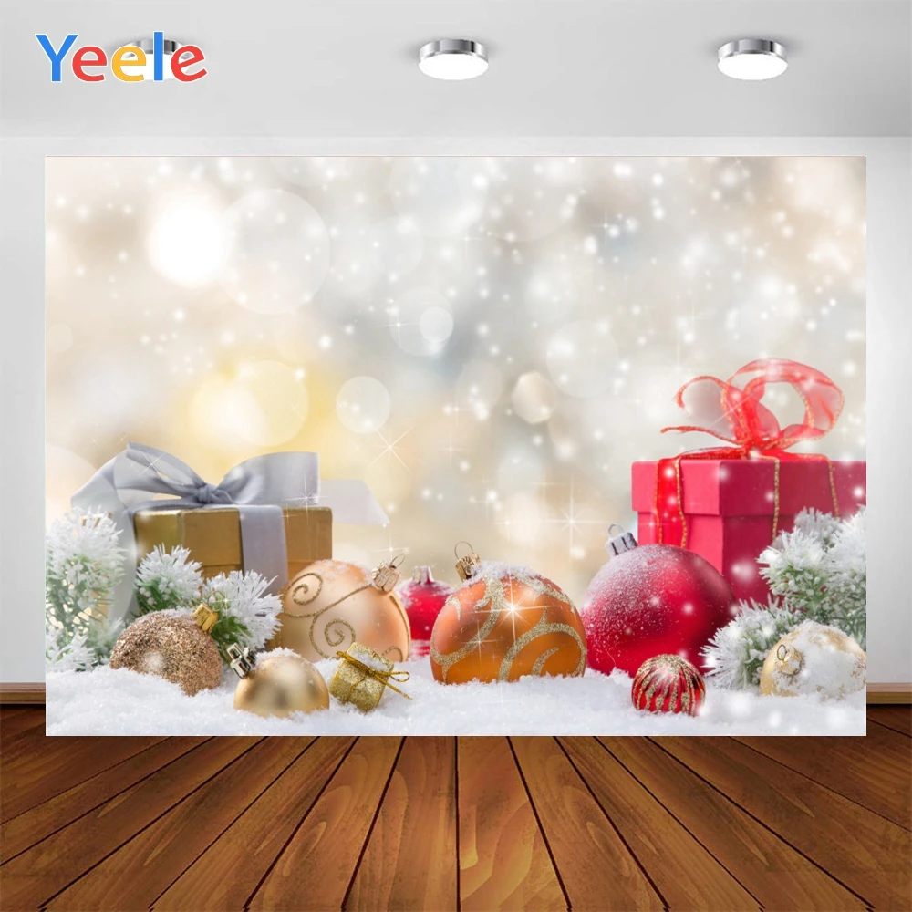 Yeele Рождественский светильник боке Фоны для фотофона с зимними снег снеговик подарок для новорожденных фон для портретной съемки фон для фо...