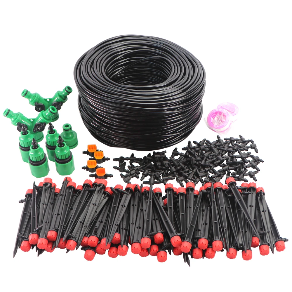 1/4" Hose Drip Irrigation System 360 Degree Adjustable 8 Hole Sprinkler Kit Garden Watering Inserting Ground Micro Flow Dripper