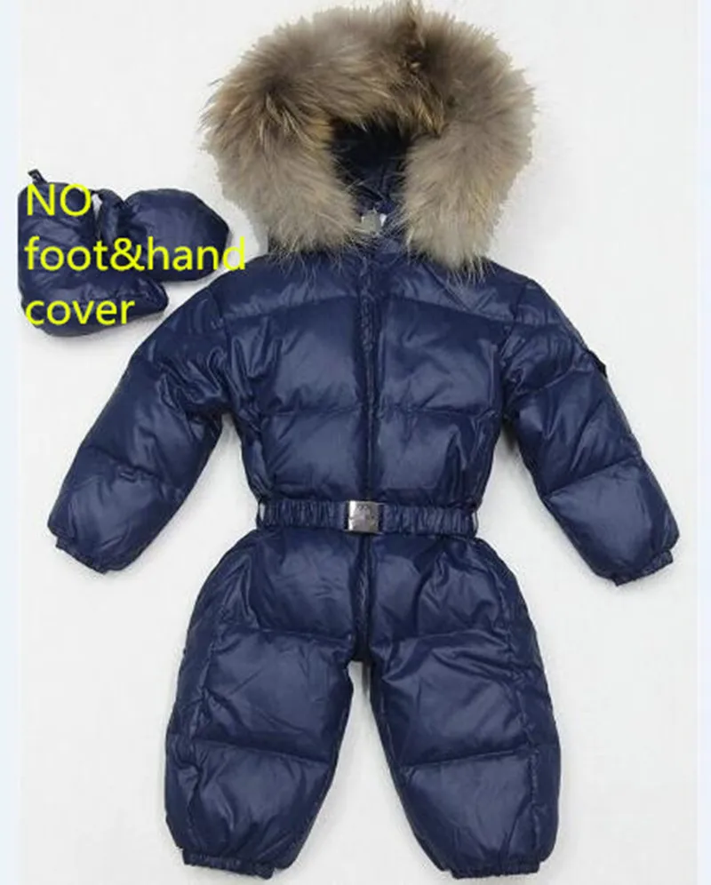 Baby Jumpsuits Boys Girls Winter Overalls Baby Rompers Duck Down Jumpsuit Fur collar Children Outerwear Kids Snowsuit