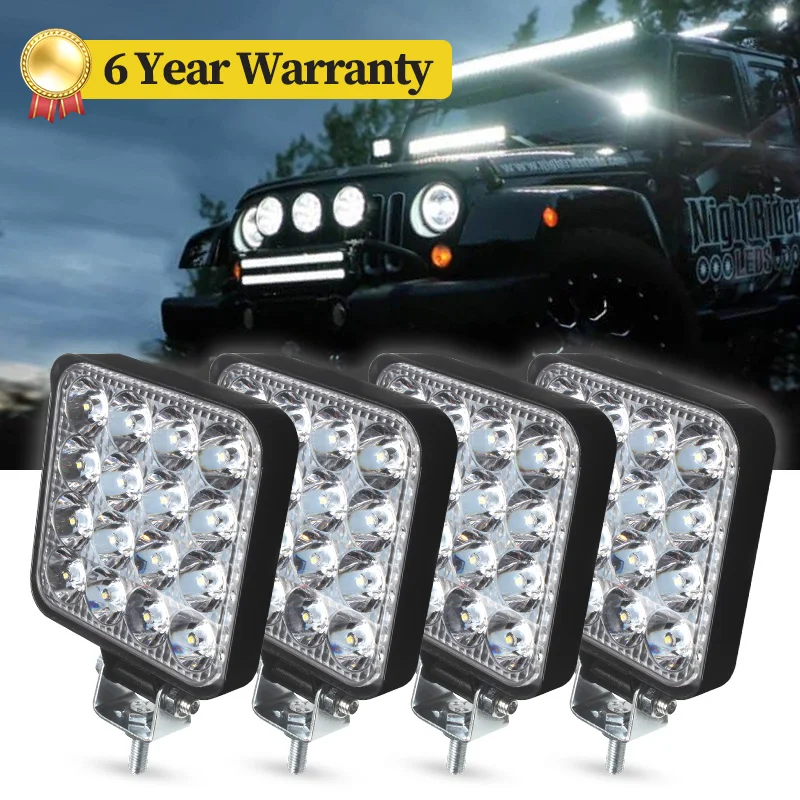 XINFOK Reverse LED Spotlights 12v 24 Volt Truck Lights 48W Universal for 4WD 4x4 Headlight Car Bulbs Parking Light