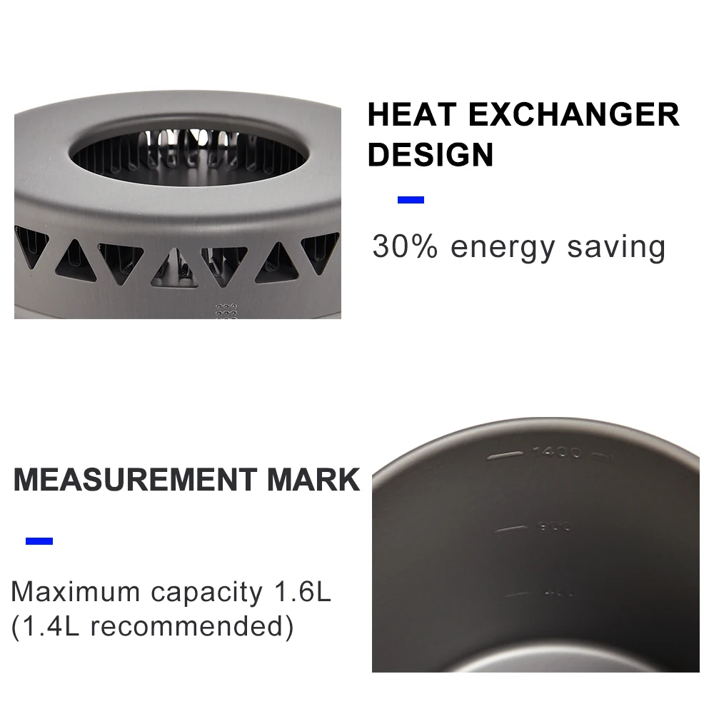 Widesea Servies voor Camping 1.6L Pot Toeristische Gerechten Toerisme Wandelen Picknick Kookbenodigdheden Uitrusting Kookgerei Trekking Bowler