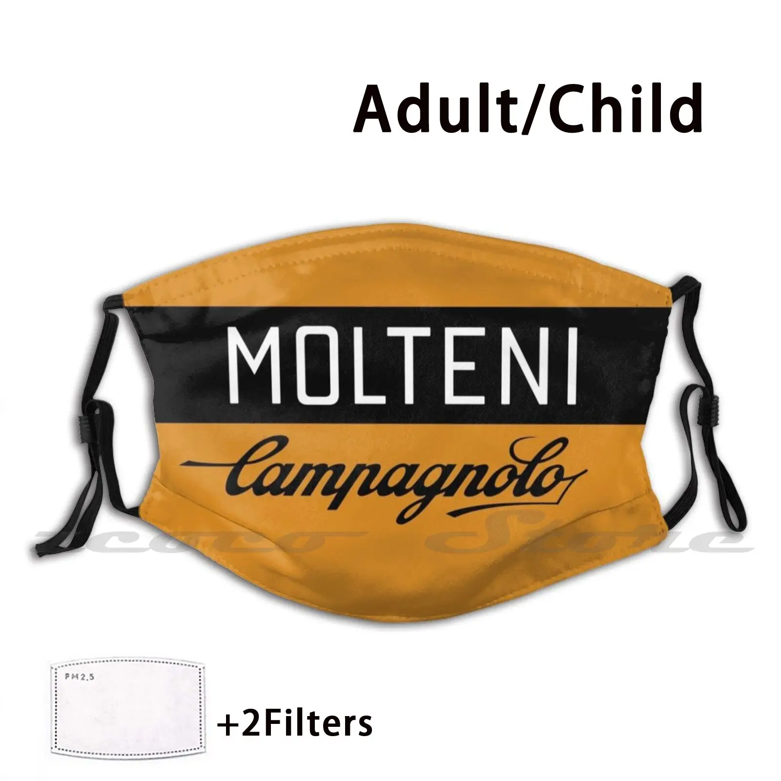 Molteni - 2 Mask Diy Washable Filter Pm2.5 Mouth Trending Cycling Equipment Eddy Merckx Seventy Italy Tour Turn Return 1958