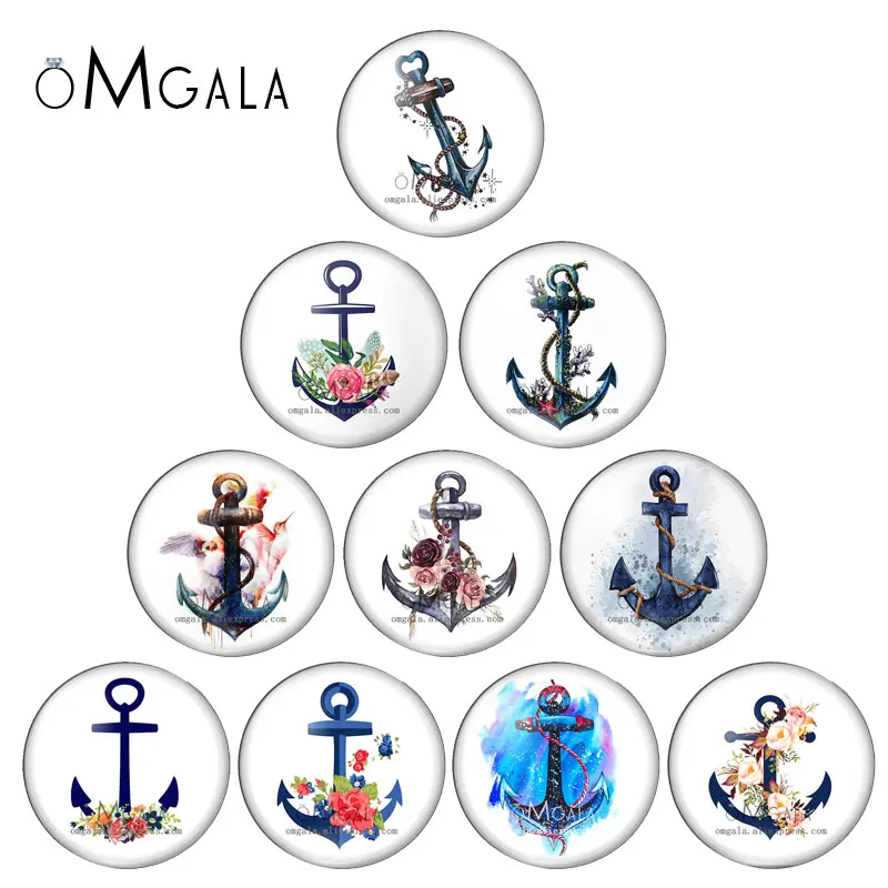 

Navigation Hope Anchor Art Paintings 10pcs 12mm/18mm/20mm/25mm/30mm Round photo glass cabochon demo flat back Making findings