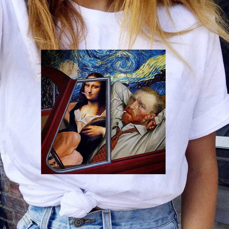 Van Gogh Maglietta da donna Divertente anni \'90 Estetica Ullzang Maglietta Vintage Harajuku T-shirt Donna Stile coreano Moda Top Tees