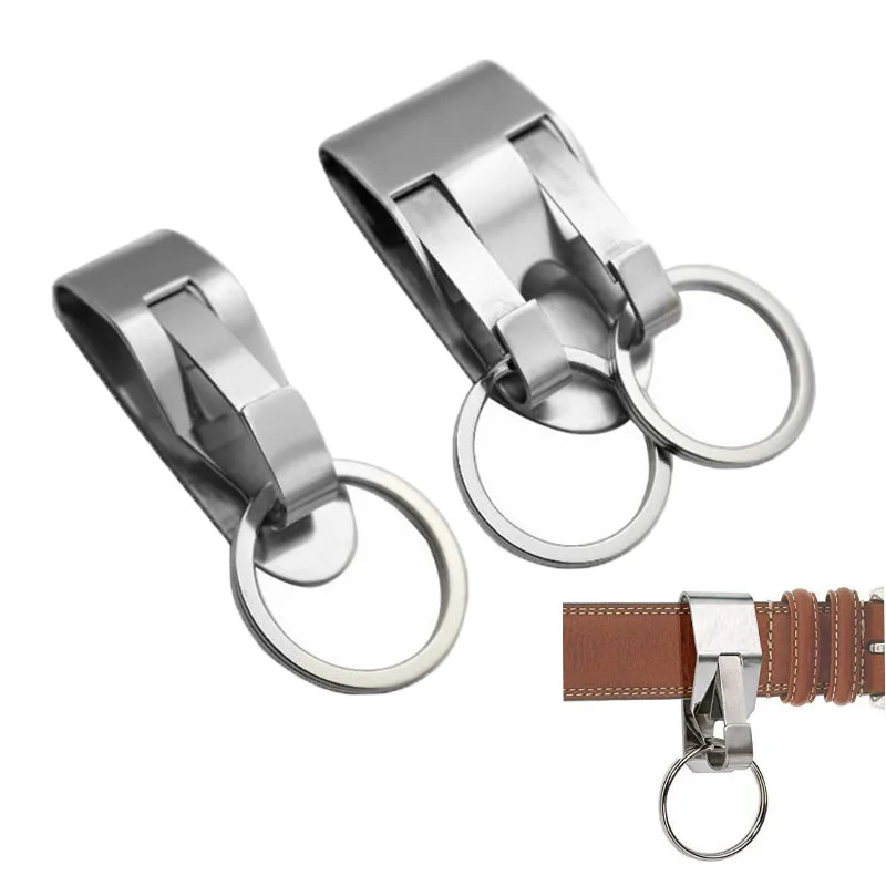 Edelstahl-Schlüsselanhänger, Sicherheitsclip, robuster Gürtel, Schlüsselclip, Gürtel, Schlüsselanhänger, 2, abnehmbare Schlüsselanhänger, Gürtel, Schlüsselhalter, Zubehör – Detail 1