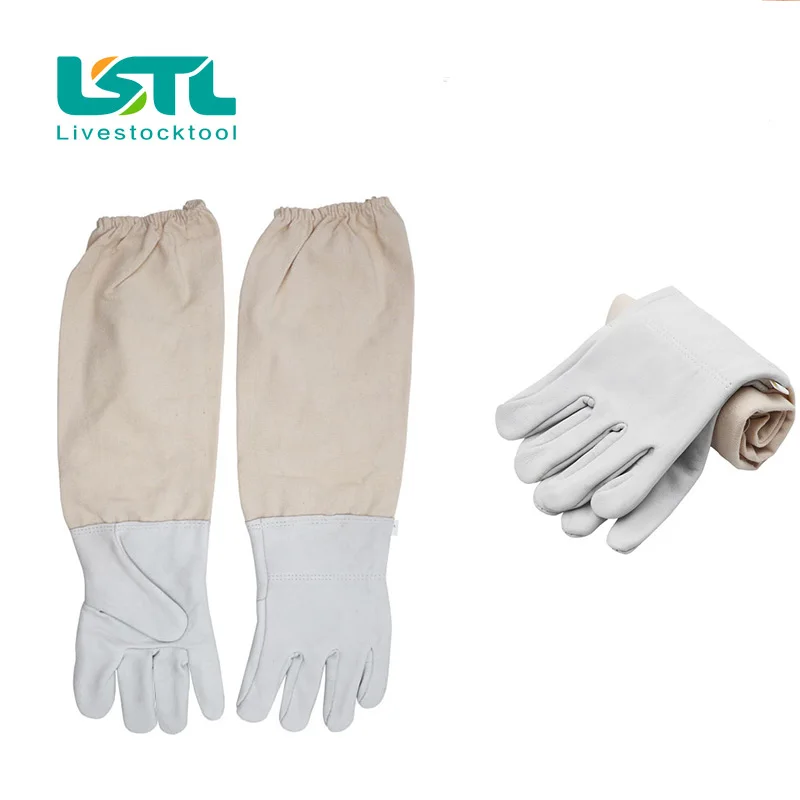 Guantes protectores apicultor manguitos largos piel oveja antiabejas - imagen 3