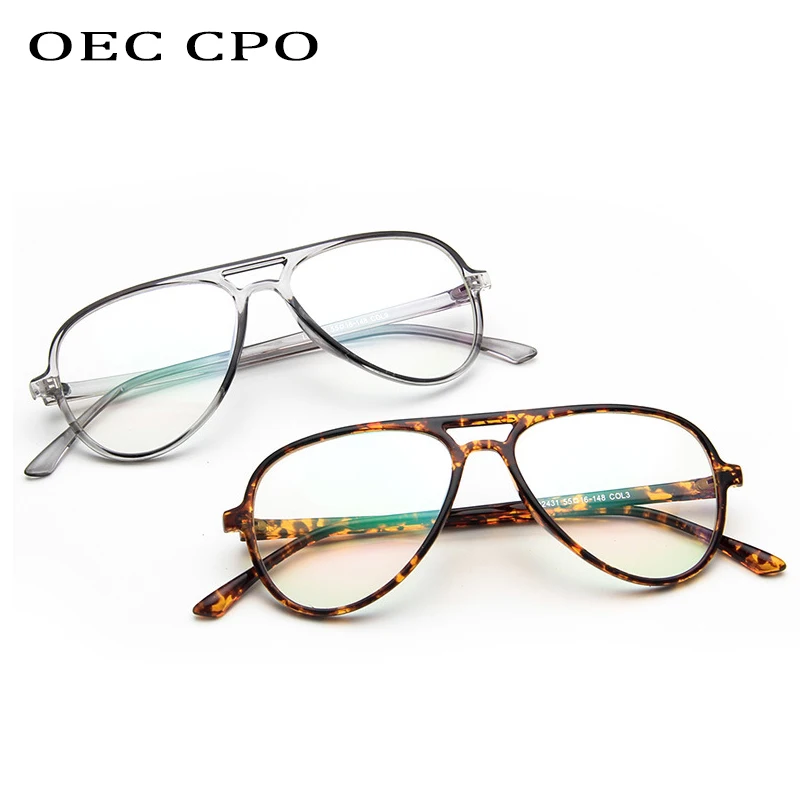 OEC CPO Fashion Vintage Clear Glasses Unisex Eyewear Pilot EyeGlass Optical Glasses Frame Transparent Lens O408