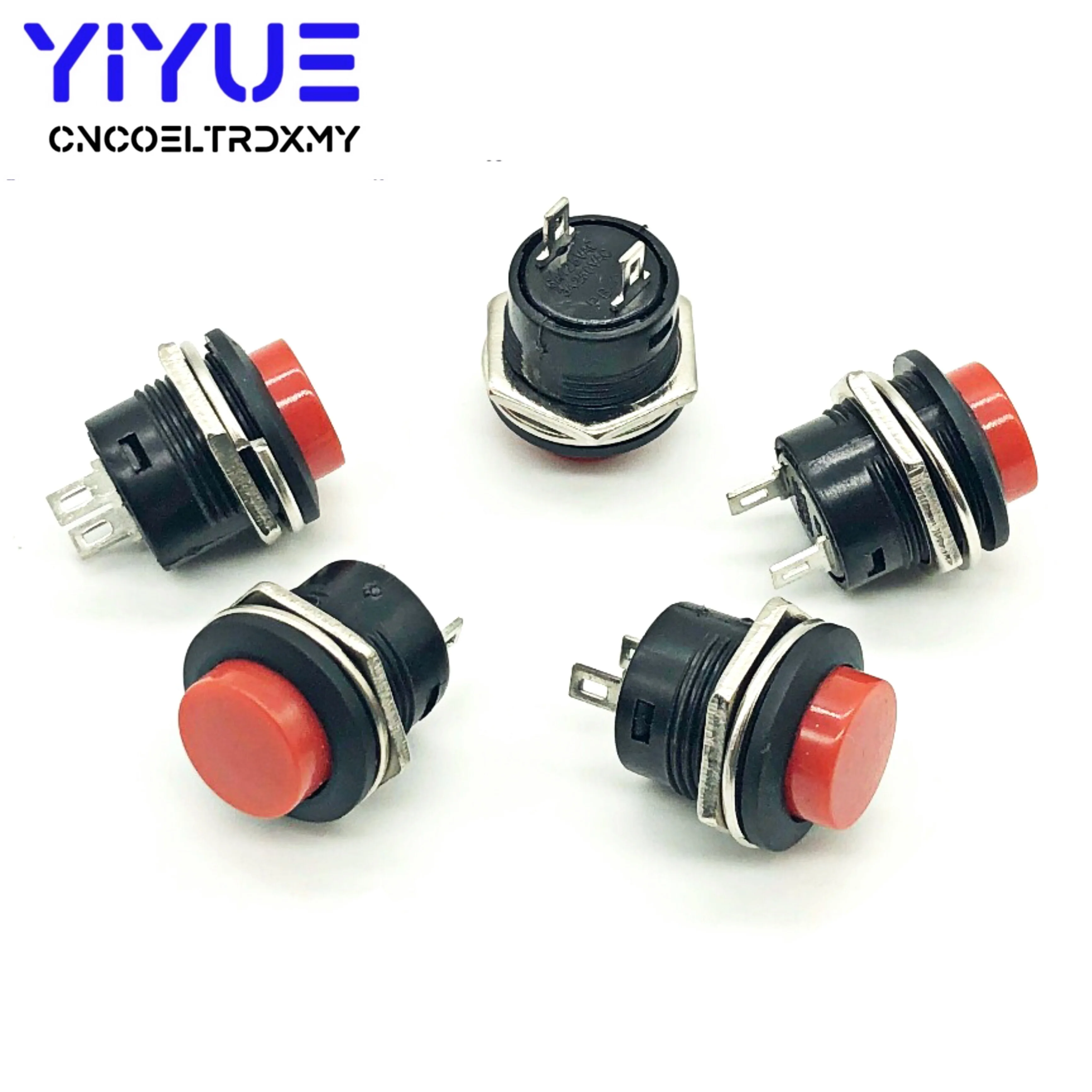 5Pcs R13-507 순간 푸시 버튼 스위치 OFF-ON 리셋 스위치 16MM 3A 250V AC 비 잠금 스위치 라운드 버튼