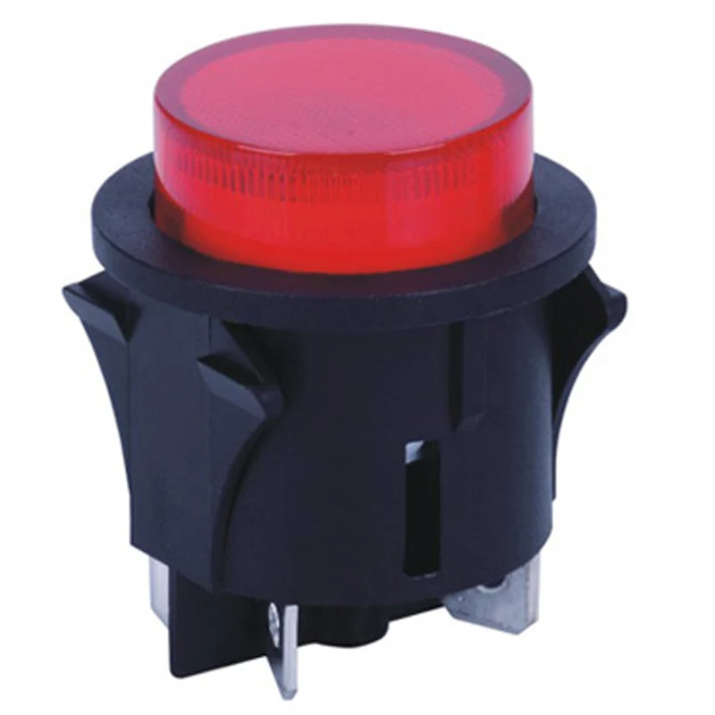 Red On Off Locked Push Button Switch with Light 4Pin Touch Latching Power Switch 16A 28mm Electrical Round Rocker Switch PS18-16