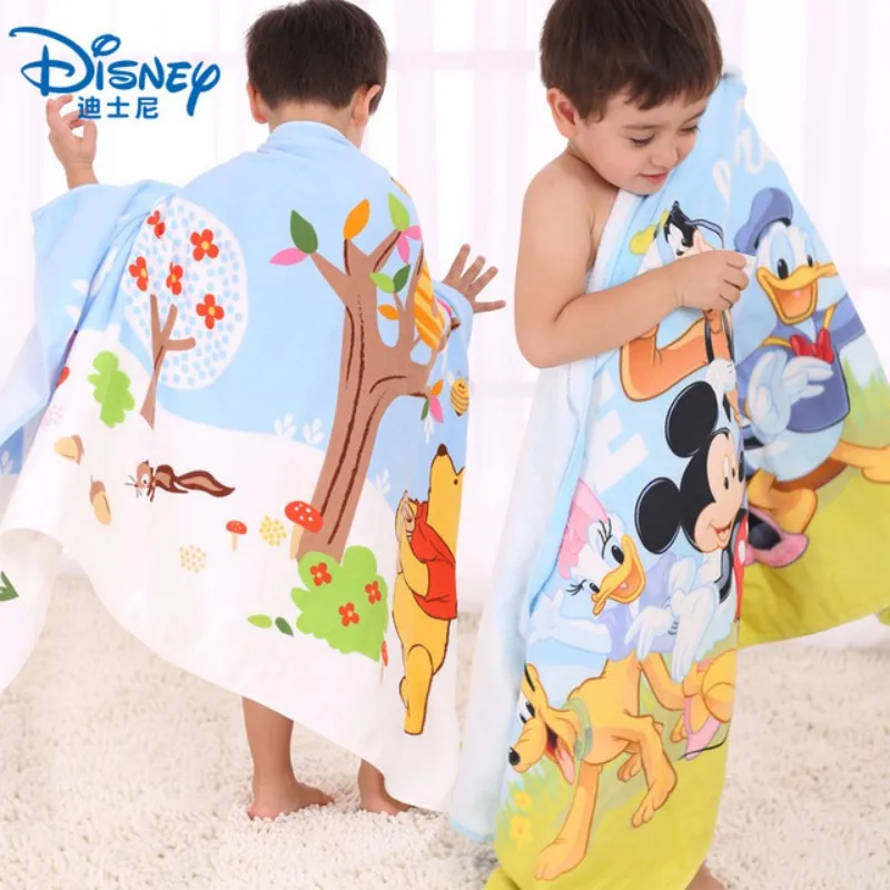 Disney Mickey Minnie Mouse Winnie Baby Boys Girls Kids Bath/Beach Towel Cotton Gauze Children Swimming Towels 70x140cm