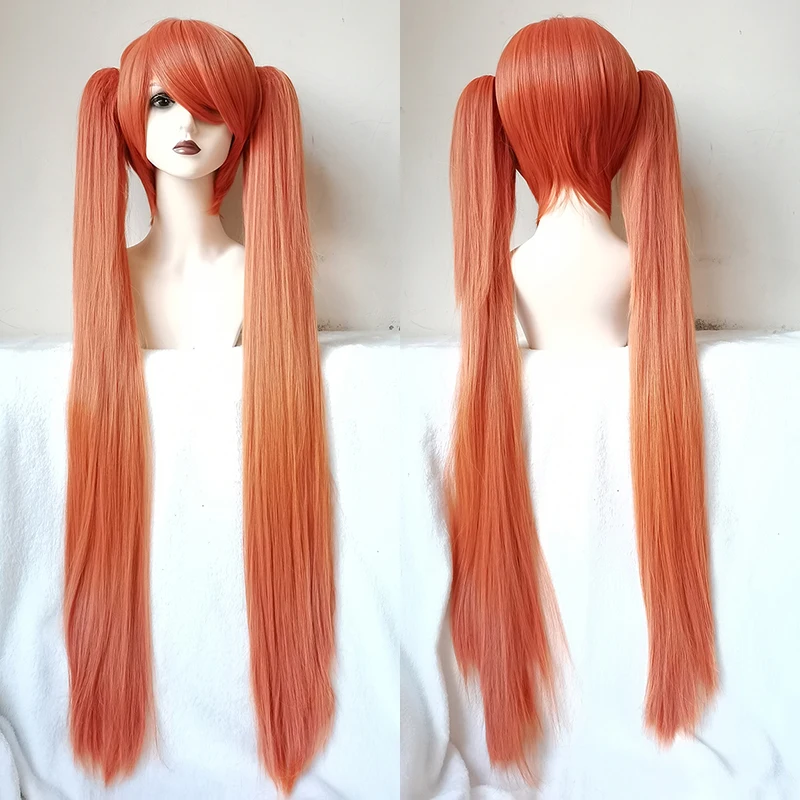 

Osana Najimi Long Orange Pink Cosplay Wig 2 Ponytail Clips Yandere Simulator Heat Resistant Hair Cosplay Wigs + Wig Cap