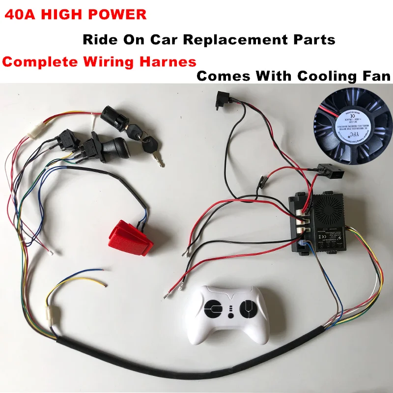 12V 24V 4WD self-made high-power wire harness with independent fan and controller remote control for Power wheels wire harness