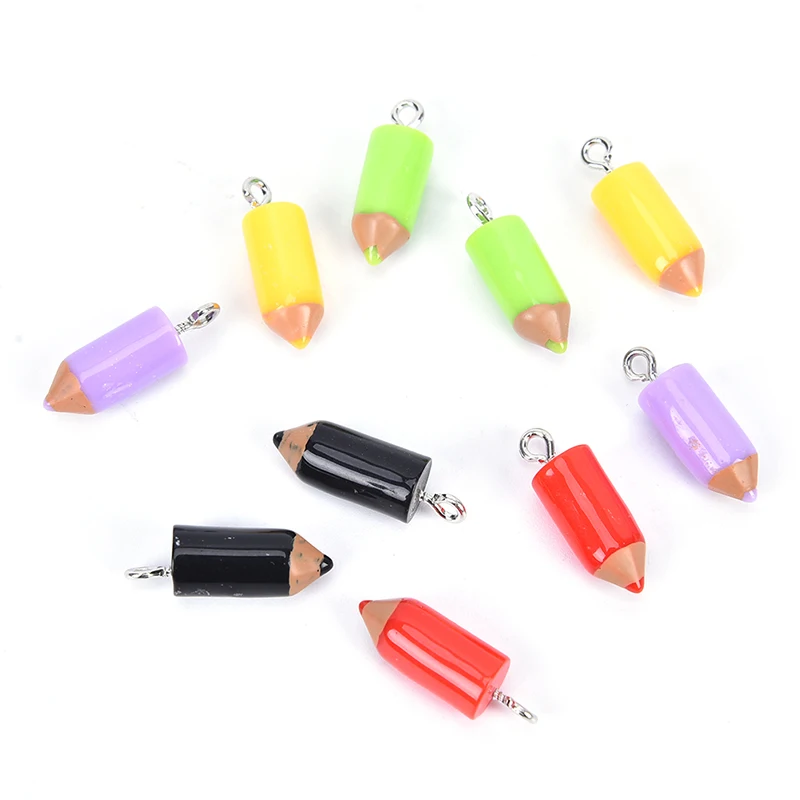 10 قطعة قلم رصاص الراتنج قلادة Charms لطيف جدا المفاتيح قلادة قلادة قلادة للزينة DIY بها بنفسك