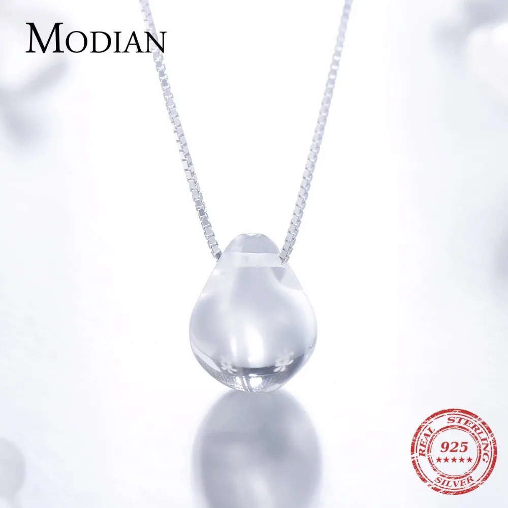 موديان-قلادة من الفضة الإسترليني عيار 2021 ، قلادة كريستالية شفافة ، قلادة قطرة ماء مضيئة ، قلادة عصرية للبنات ، مجوهرات فضية 925 #6