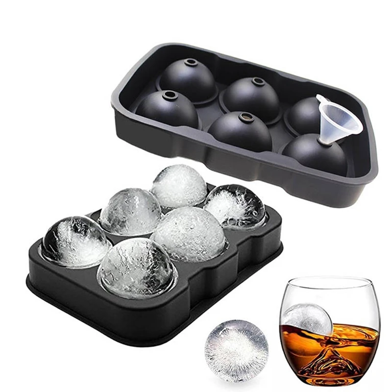 Homemade Ice Cube Tray Ball Maker Mold Cute and Simple Food Grade Soft Silicone, Eco-Friendly, 5 Colors, 6 Holes, 4.5cm Diameter