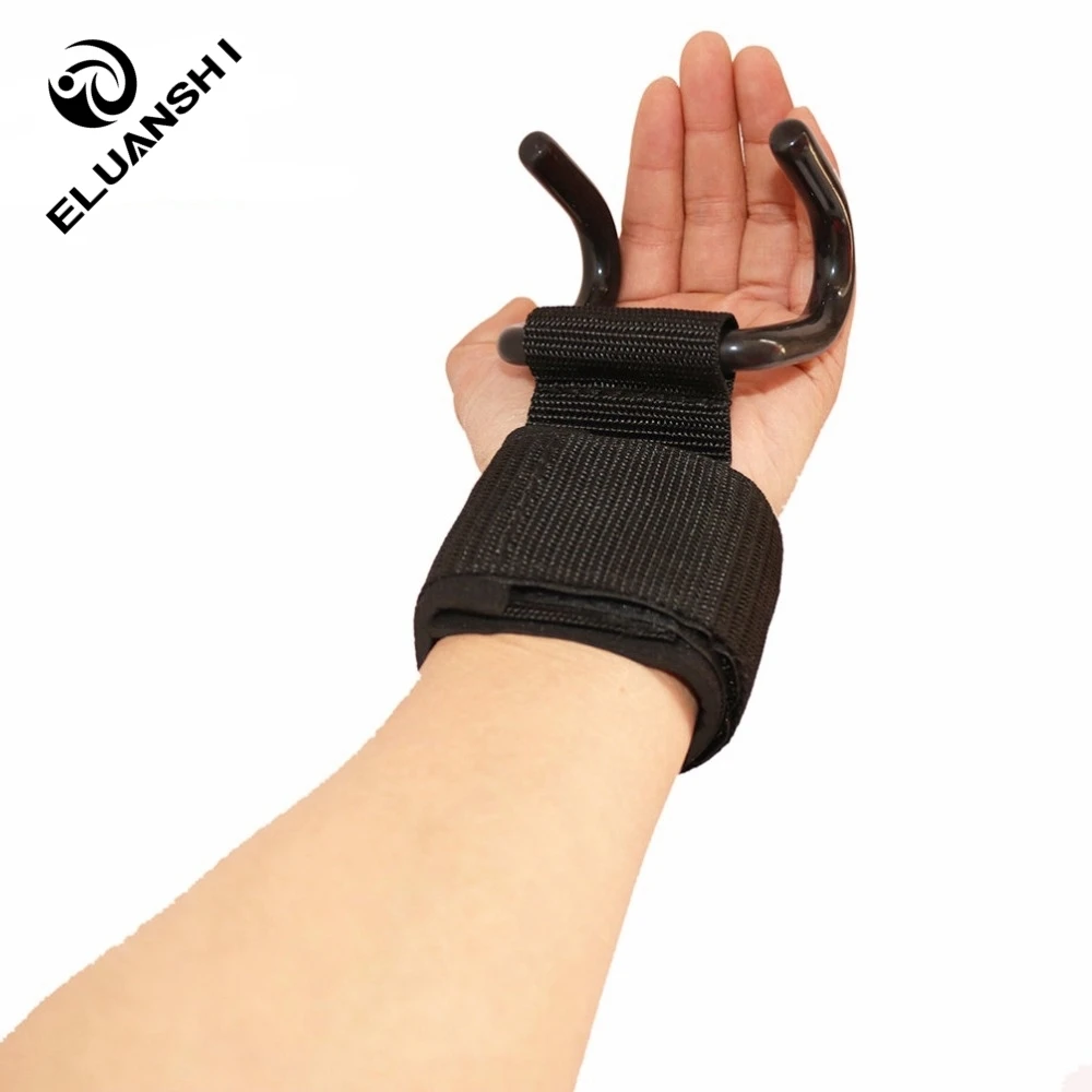 ELUANSHI-correas ajustables de acero para levantamiento de pesas, agarres fuertes para entrenamiento de fuerza, gimnasio, Fitness, negro, soporte