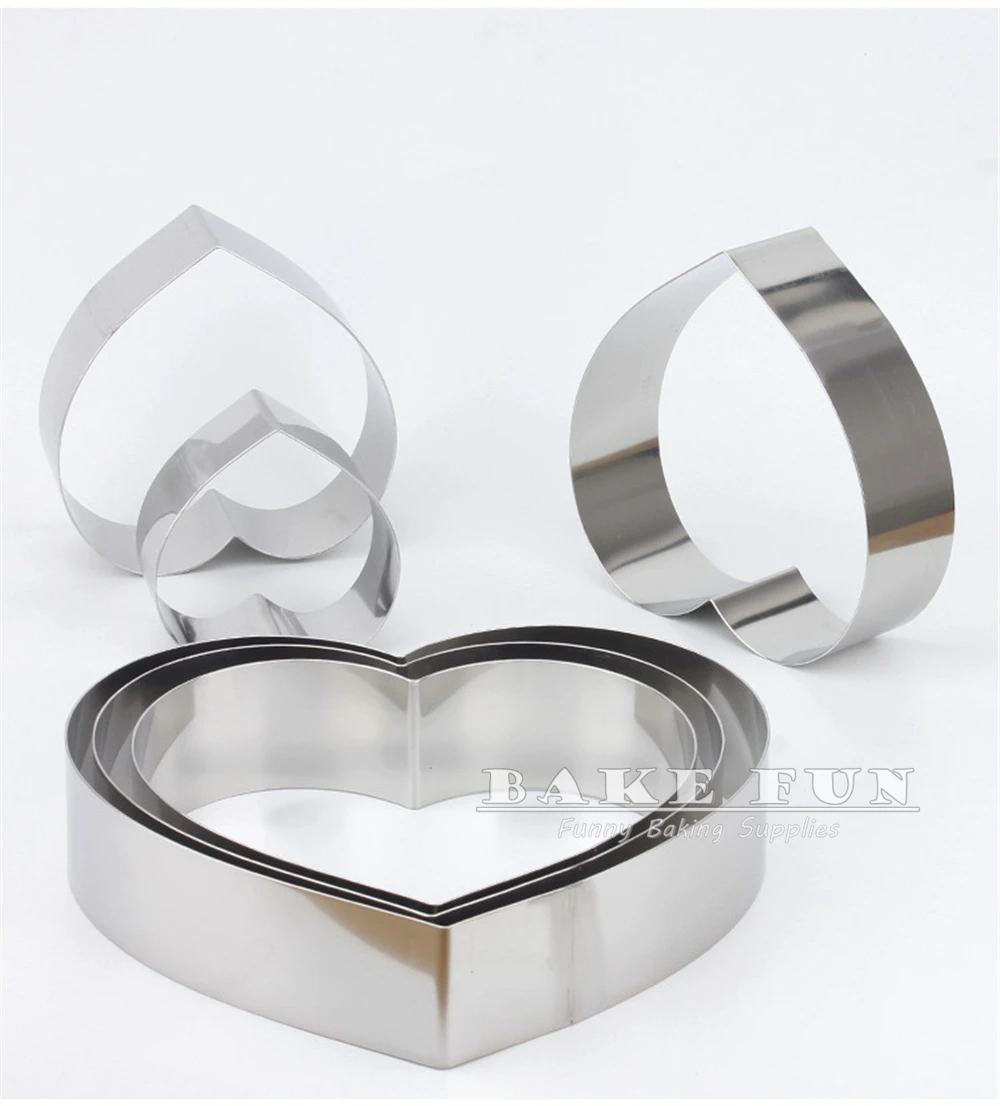 4 5 6 7 8 9 10 12 14 inches 5cm Height 304 Stainless Steel Heart shape Mousse Ring Cake Mold Tiramisu Cutter DIY Bakery Supplies