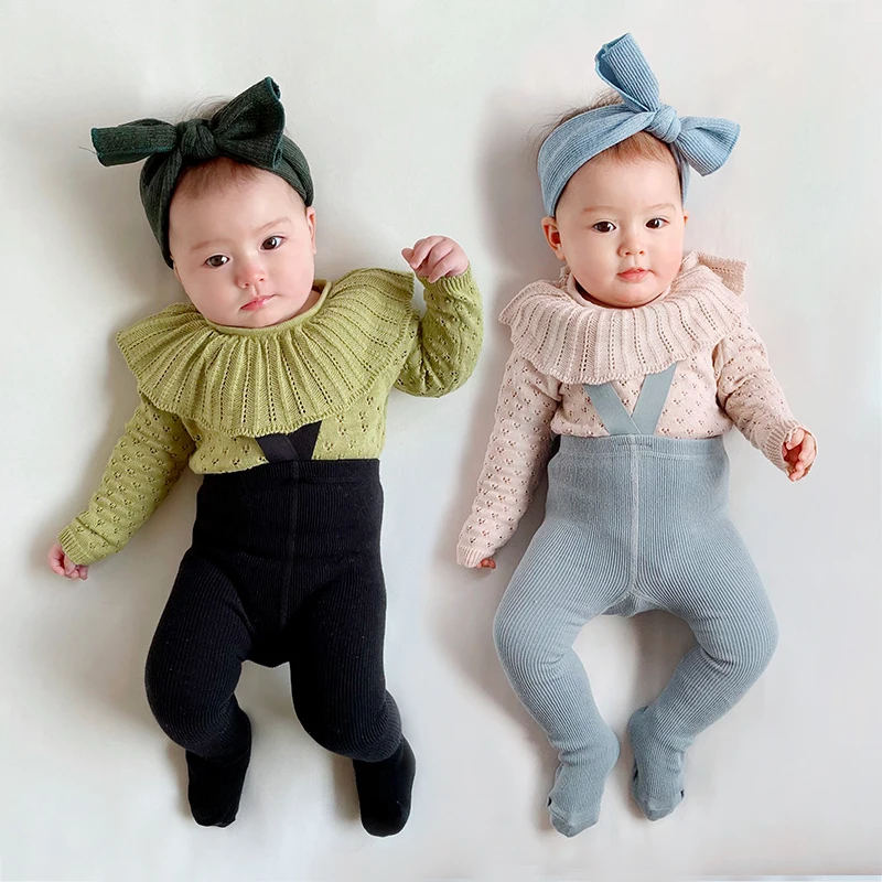 Infant Baby Sweater Suit+ Leggings Autumn Spring Girl Knitting Sweater Sets Cotton Girls Clothing 2pcs Newborn Clothes 0-2 Years